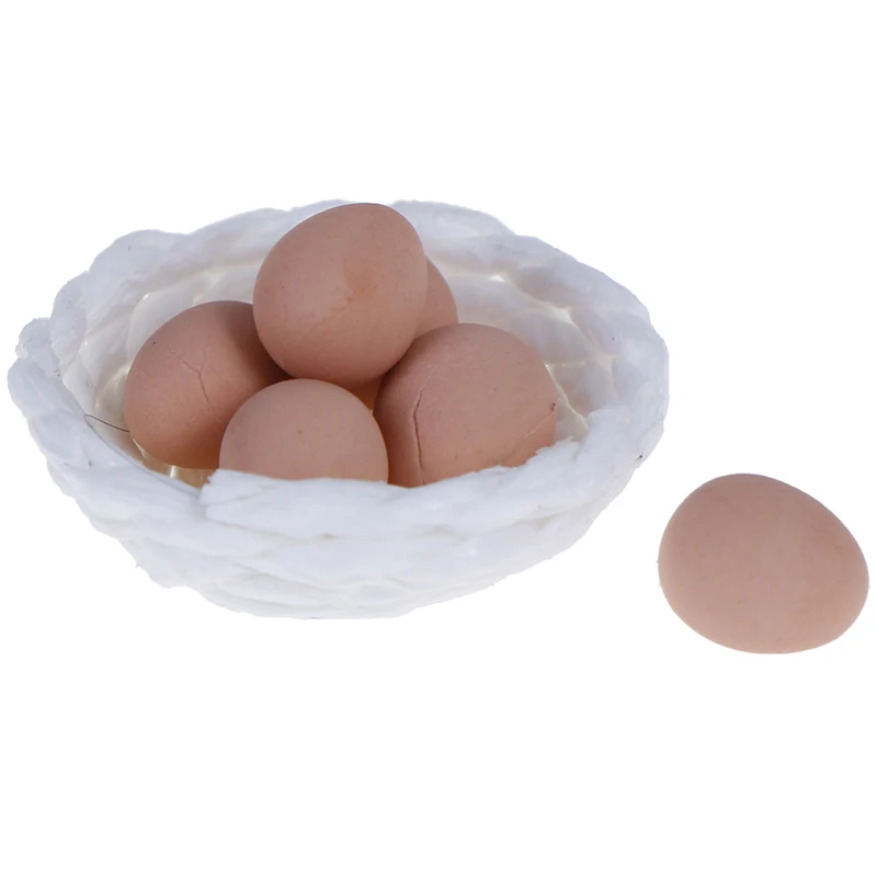 

1/12 Scale Micro Landscape Simulation Eggs and Nest Set Doll house Miniature Chickenfor Kids Kitchen Pretend Play Toy