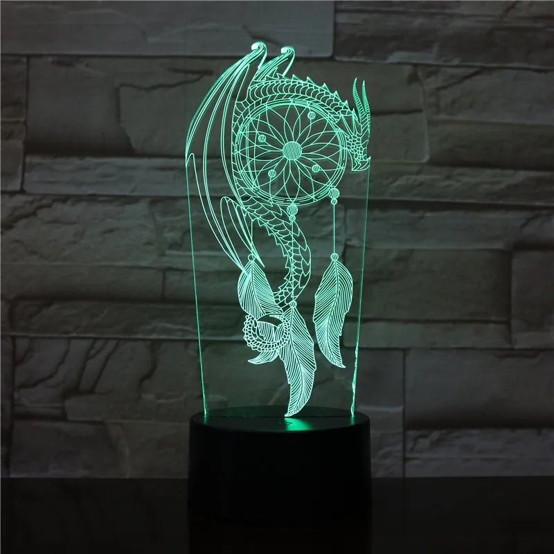 

3D Wind Chimes Night Light Colorful Touch Button 7 color Visual Dream Catcher Illusion Bedroom Desk Christmas Decor Bedside