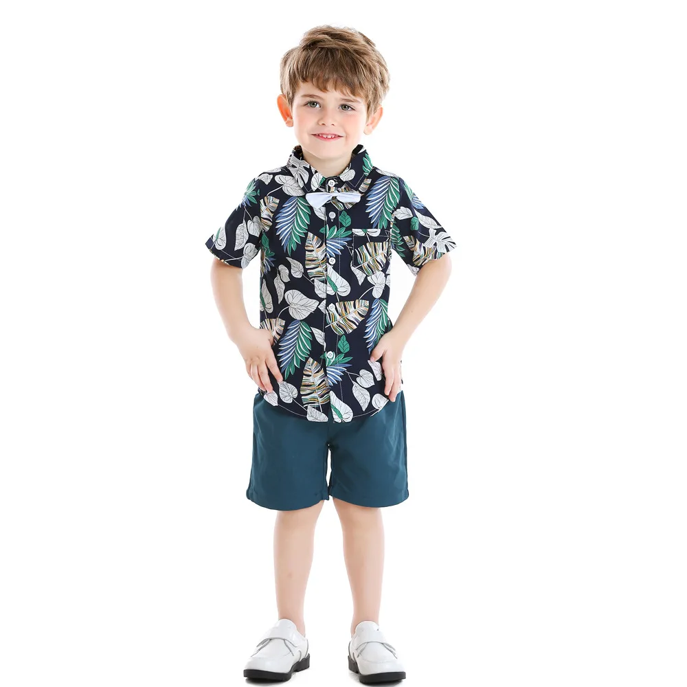 

Wholesale Casual Suit Toddler Baby Boys Newborn Beachwear Hawaiian Style Clothes Set Floral Prints Short Sleeve Shirt Pant