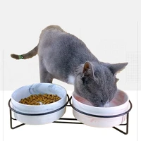 cute ceramic pet bowl neck protection food water feeder non slip stand water bowl dish cats dogs iron bowl pet feeder supplies