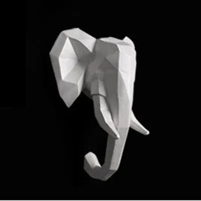 Животные настенный Декор 3D голова оленя Hirschkopf художественный салон Гостиная Офис детская комната белый и черный короткий фон - Цвет: White Elephant