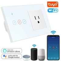 1 2 3 gang tuya smart wifi wall light touch switch with us standard electrical socket ac 110v 220v use smart life app 146 type