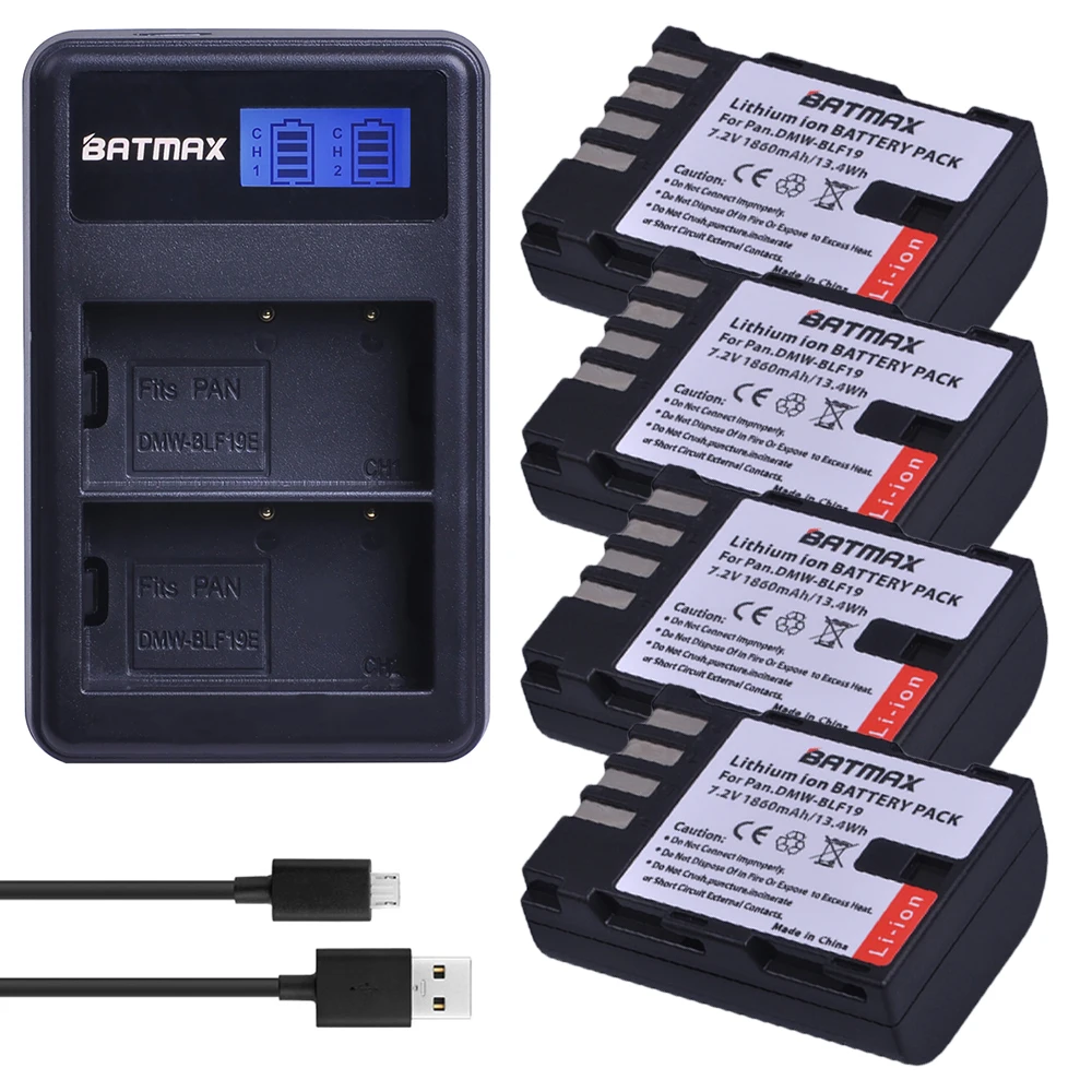 2 шт. 1860 мАч DMW-BLF19 DMW BLF19 BLF19E DMW-BLF19e DMW-BLF19PP батарея+ ЖК-дисплей двойной USB зарядное устройство для Panasonic Lumix GH3 GH4 GH5 G9 - Цвет: 4Pcs set