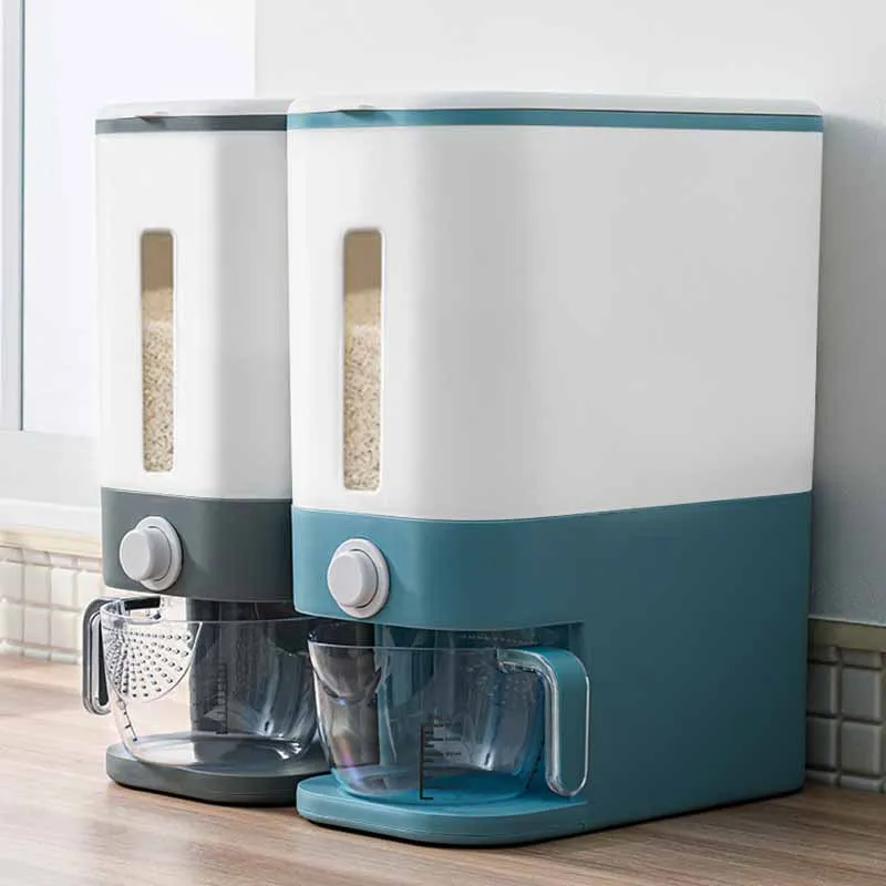 

Sealed Rice Bucket Silicone Ring Sealed Moisture Proof with Measuring Cup for Storaging Multigrain Cat Dog Food BENL889