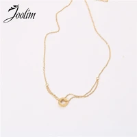 joolim jewelry pvd gold finish symple letter love circle pendant necklace stylish stainless steel necklace