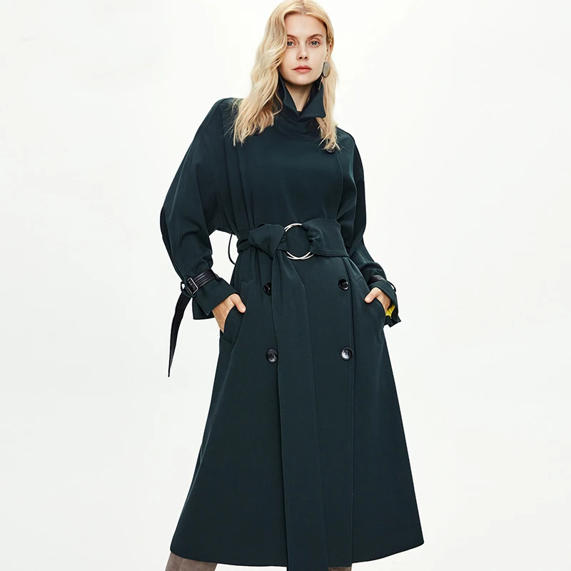 

2020 New Autumn Women Trench Coat With Belt Turn Down Collar Drouble Breated Women Long Trench Femme Casaco Abrigo Streetwear