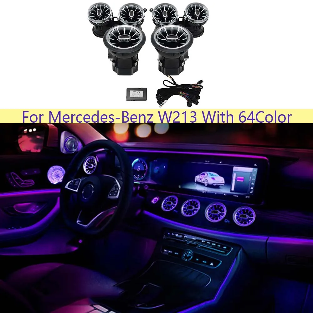 

Car Air Conditioning Turbine air vent outlet With 64Color Ambient light LED Auto Atmosphere Light For Mercedes-Benz W213