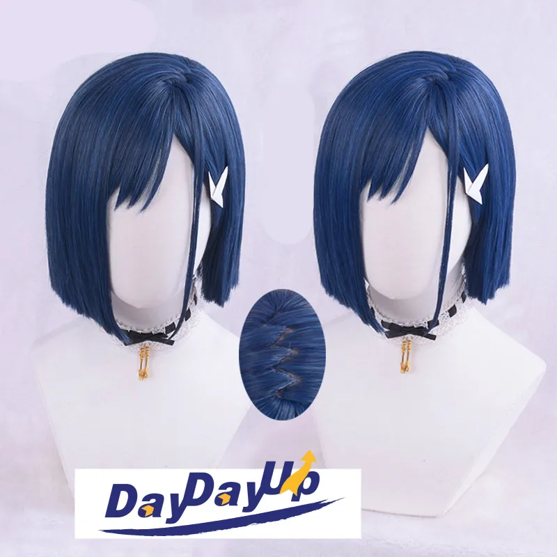 Синий короткий Косплей для ролевых игр термостойкие синтетические волосы