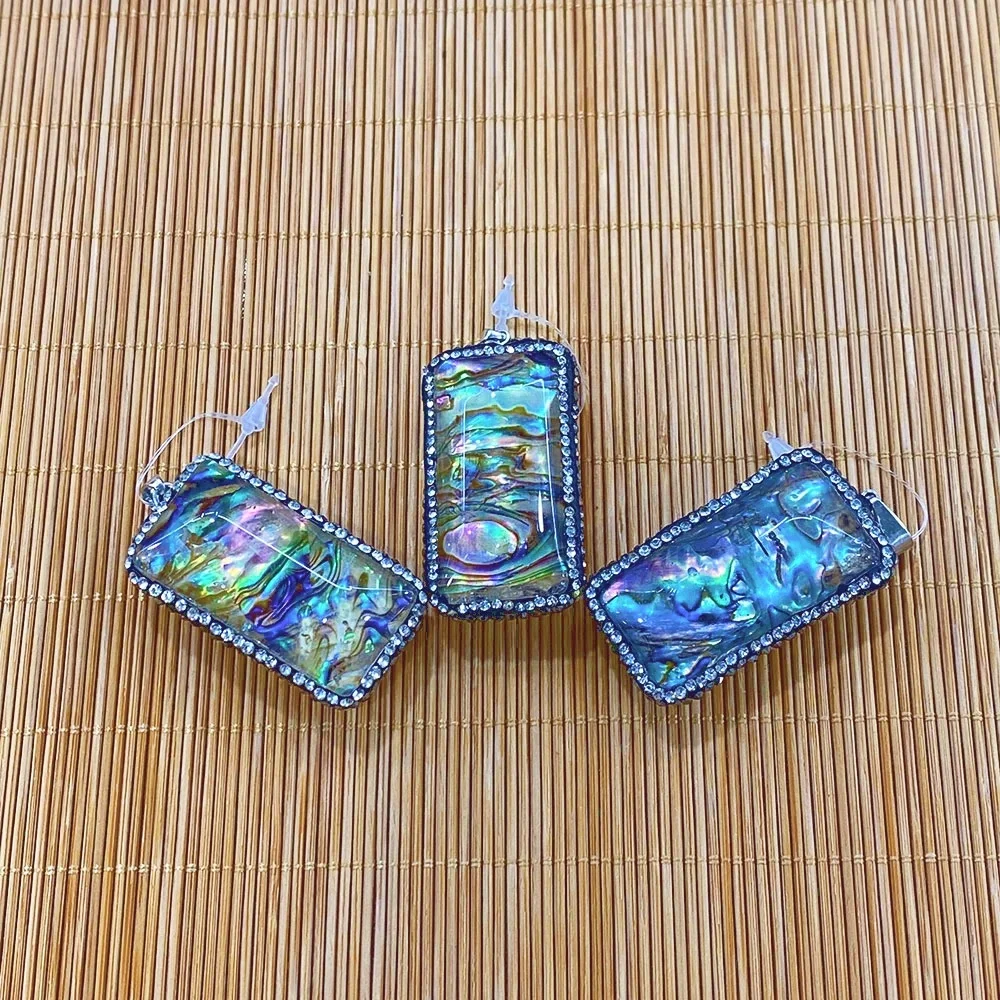 

Best-selling Product Natural Perforated Rectangular Abalone Shell Pendant for Making DIY Necklace Bracelet Gift Earring Charms