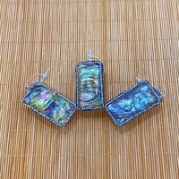best selling product natural perforated rectangular abalone shell pendant for making diy necklace bracelet gift earring charms