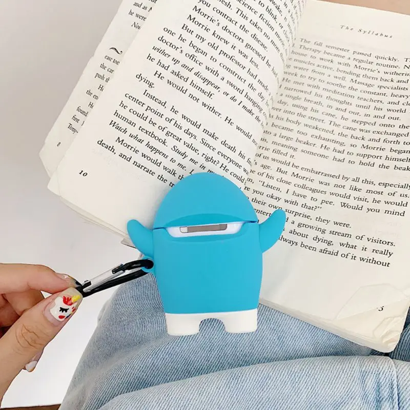 Синяя Акула защитный чехол Мягкий силиконовый чехол с карабином для Airpods 1/2 3XUE