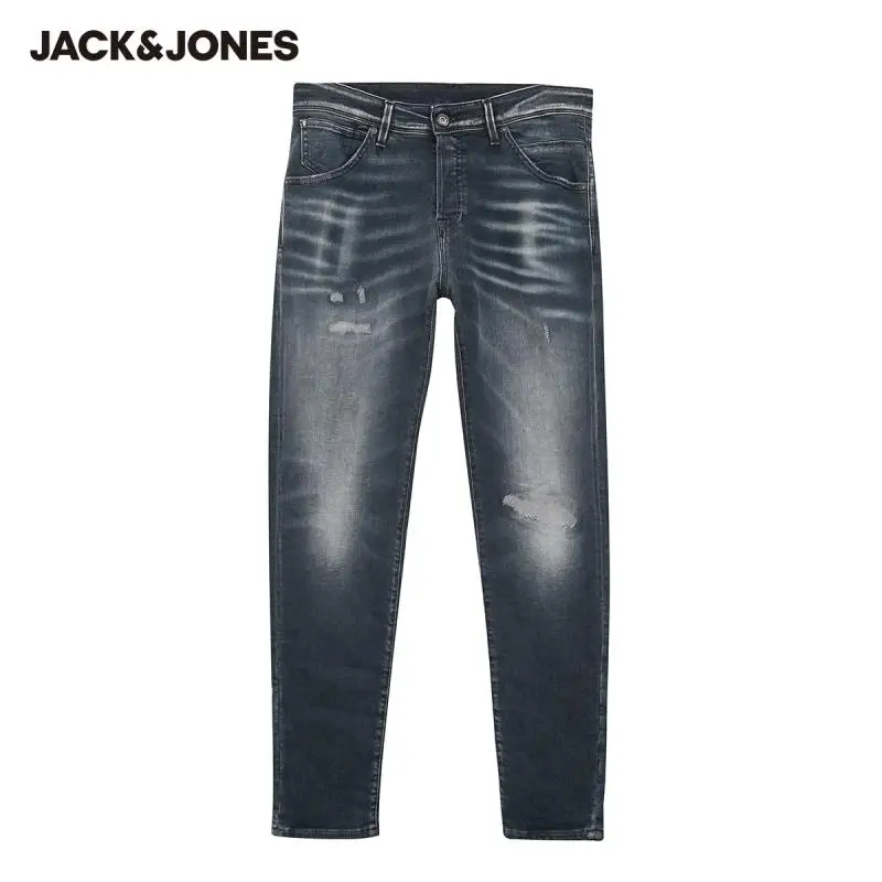 

JackJones Men's Slim Fit Stretch Washed Streetwear Dark Color Jeans|220132506