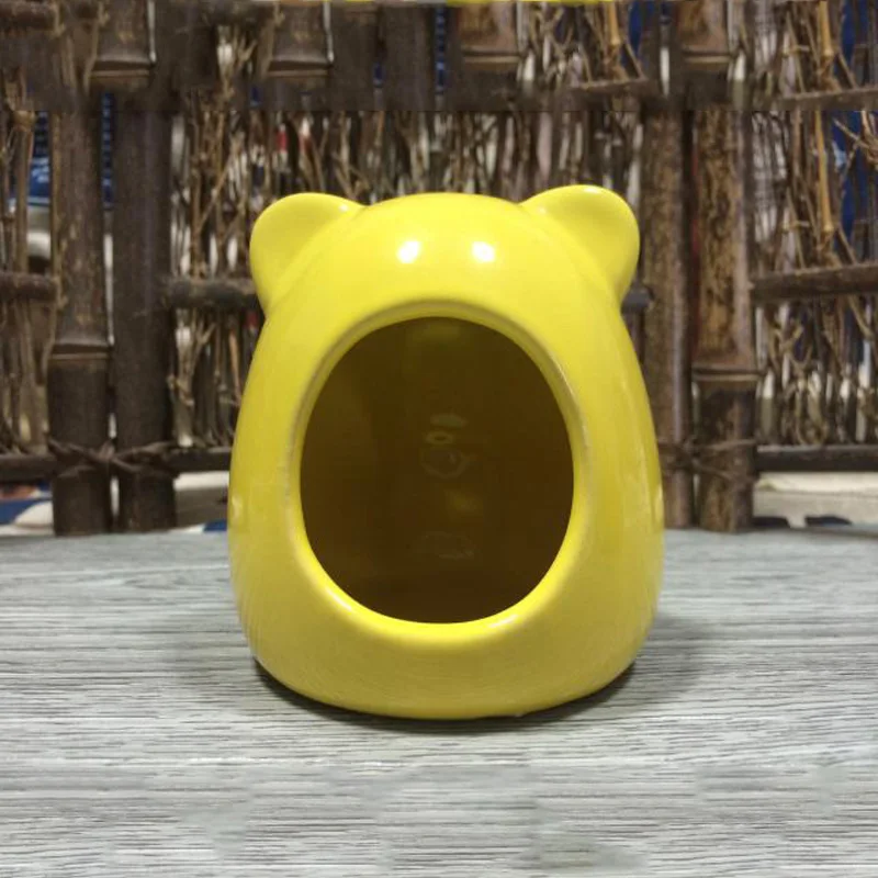 Yellow Керамика хомяк клетка-гнездо мультфильм Лето Прохладный морская свинка Кролик дом для шиншиллы хомяк клетка украшения Аксессуары - Color: Yellow