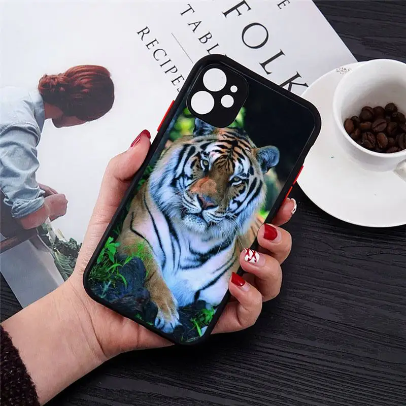 

tiger lion horror animal Phone Case matte transparent For iphone 7 8 11 12 plus mini x xs xr pro max cover