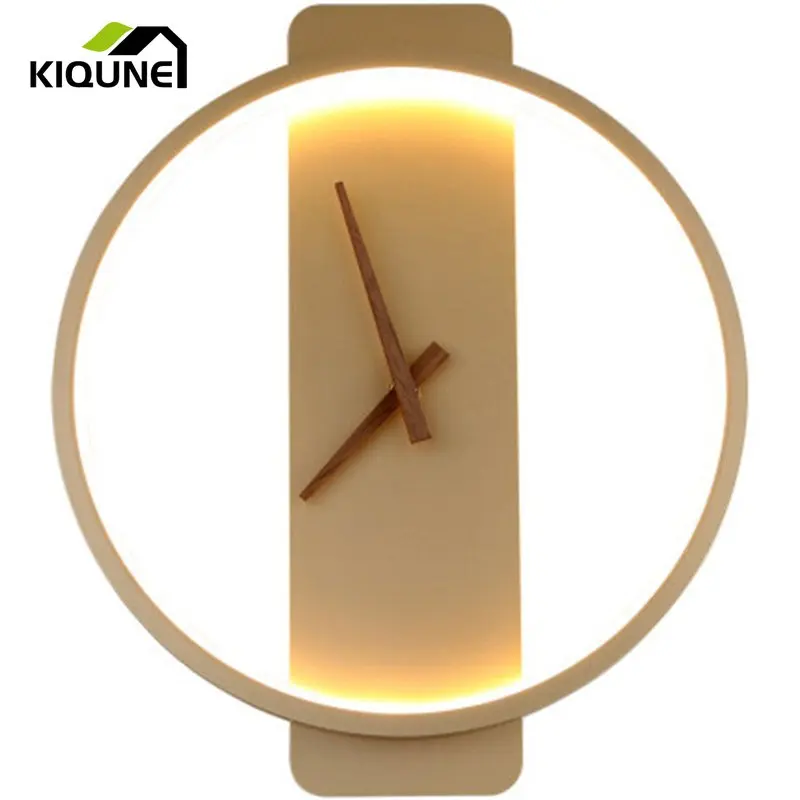 

Современная настенная лампа в скандинавском стиле, светодиодные часы, светильник из акрилового материала E14, настенное бра, бесшумные часы, ...