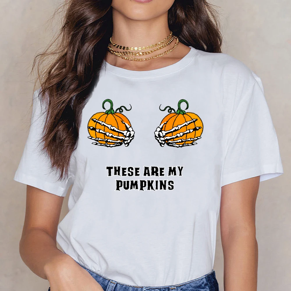

Женская футболка с надписью «My Pumpkins»