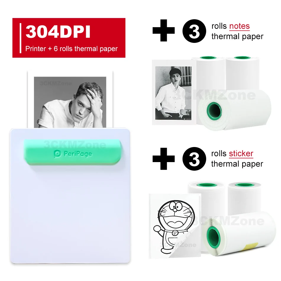 304-3notes3sticker-W Peripage Карманный bluetooth принтер для фотографий 58 мм 2 дюйма термопечать заметок беспроводной принтер ручной принтер для телефона android iOS - Цвет: 304-3notes3sticker-W