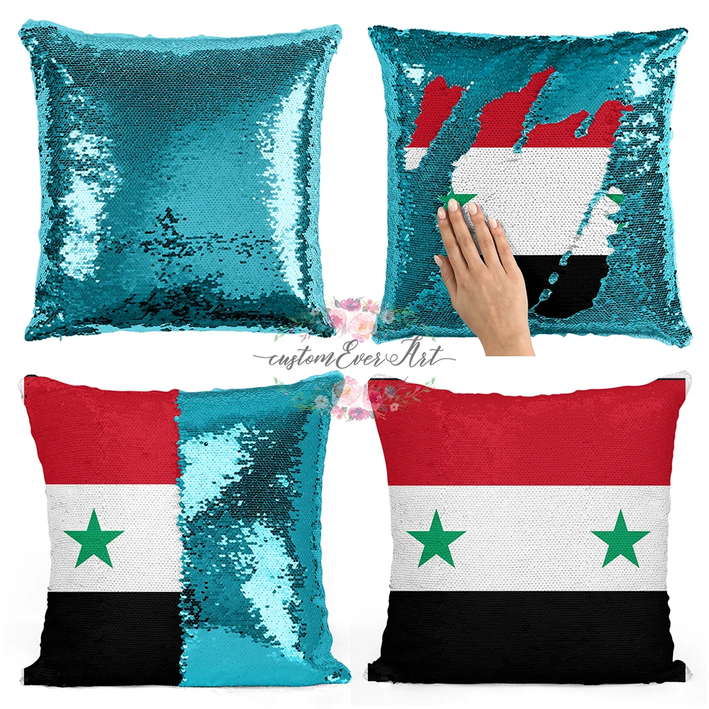 

Syria Personalized custom picture pillow coverhome pillow reversible mermaid sequin pillow case cover