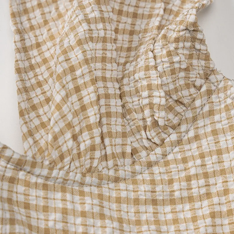 

2021 Sleeveless Backless Halter Hollow Out Plaid Print Crop Top Sexy Autumn Winter Women Fashion Streetwear Tank Top