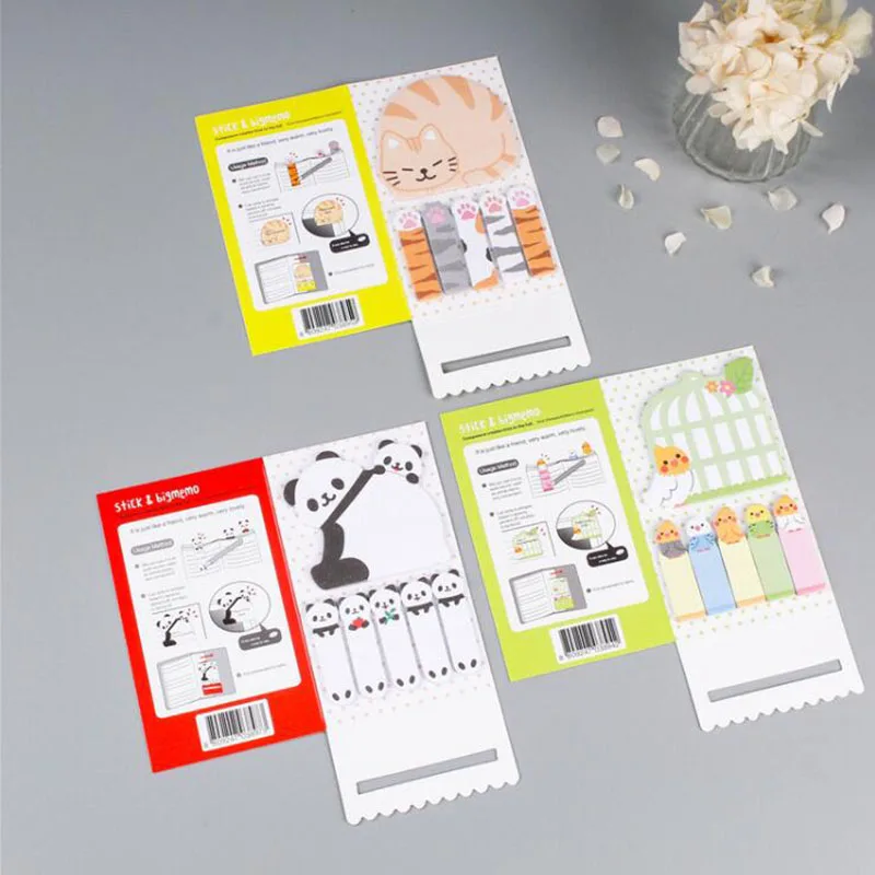 

2pcs Smart Cat / Panda / Bird / Ghost N Times Frequency Sticky Notes Notebook Stickers Posted Gifts Stationery Office