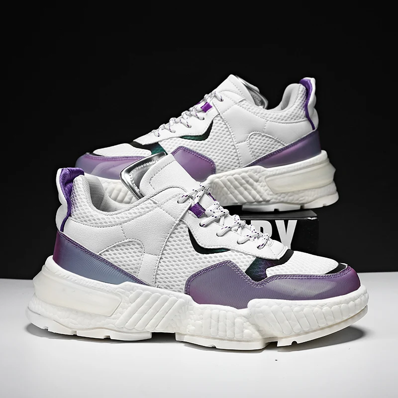 

New 2021 Shoes For Women Sneakers Platform Sneakers Unisex Glitter Thick Shoes Man Reflective Chunky Shoes Stretch Walking Shoes