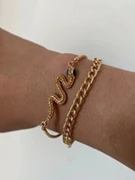 2021 new bohemian engraved bracelet crystal snake bracelet personality ladies bracelet set the best bracelet gift for ladies