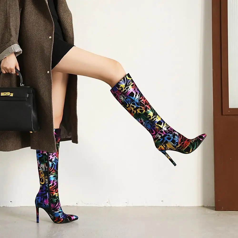 

MoonMeek 2020 large size 33-44 winter women boots sexy extreme high heels pointed toe knee high boots ladies shoes