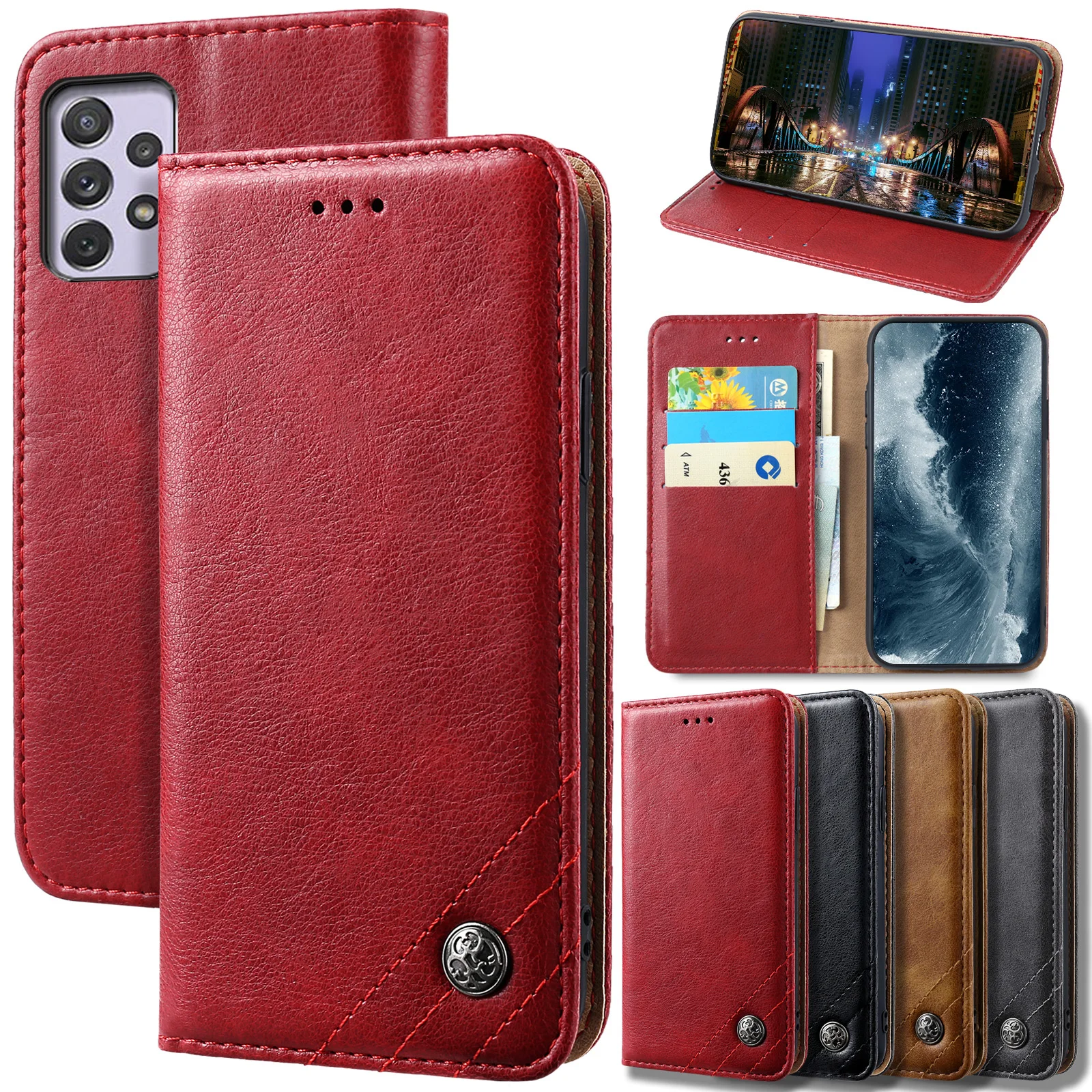 

For Samsung A71 Case Leather Flip Case For A70 A60 A80 A30 A20 A22 A21 A20S A20E A11 A10S A10E A03S A02S A01 A70E Route Cover