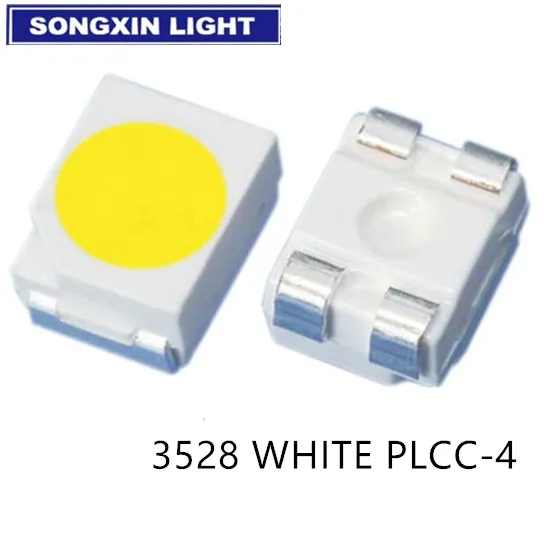 100PCS 3528 white 4-legs cool super bright LED lamp beads PLCC-4 1210 SMD Pure 4 Feet 4-Pin Common ANODE | Электронные