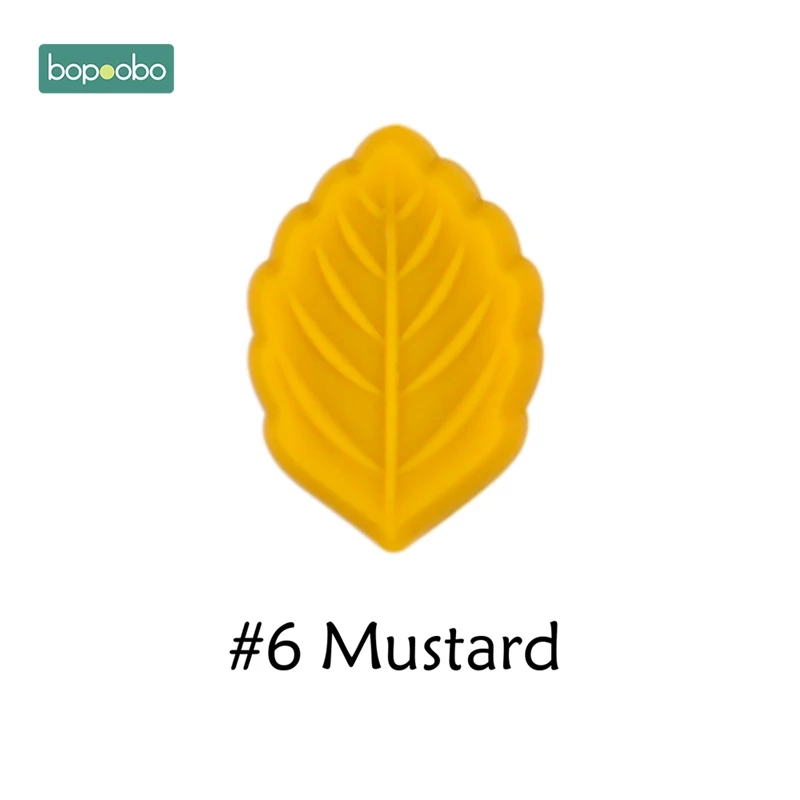 Mustard Leaf Bopobo 5 шт. Детские Прорезыватели силиконовые листья пищевого качества Прорезыватель DIY кормящих жевательных игрушек детские аксессуары для прорезывания зубов Силиконовые Бусины - Цвет: Mustard Leaf