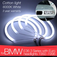 3 years warranty hight quality led angel eyes kit cotton white halo ring for bmw e36 3 series with euro headlights 1992 1998