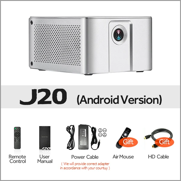 J20 Aon Full HD проектор J20, 1920*1080 P, Android wifi, аккумулятор 10000 мАч, портативный DLP проектор. Поддержка 4K 3D Beamer - Цвет: J20