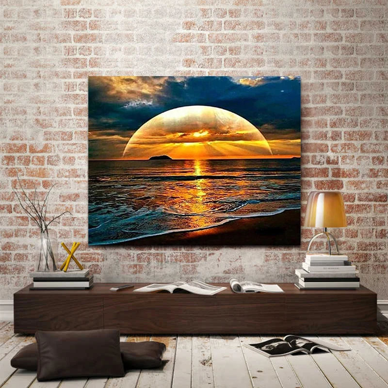 DIY картинки для раскраски по номерам без затемнения солнце закат картина рисунок