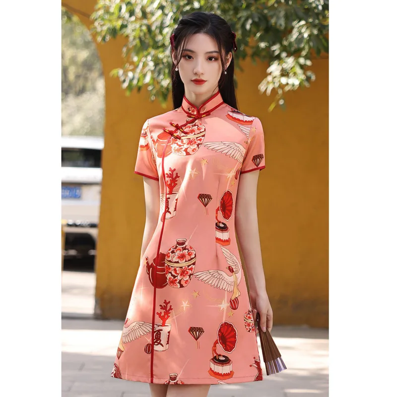 

China Style Harajuku Modern Girl Cheongsam Hanfu Fashion Qipao Women Robe Orientale Chinese Traditional Dress Vestido Chino New