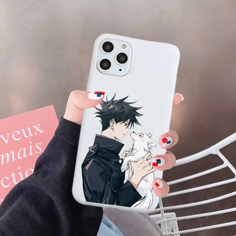 

Jujutsu Kaisen Anime Cartoon Phone Case White Candy Color for iPhone 6 7 8 11 12 s mini pro X XS XR MAX Plus