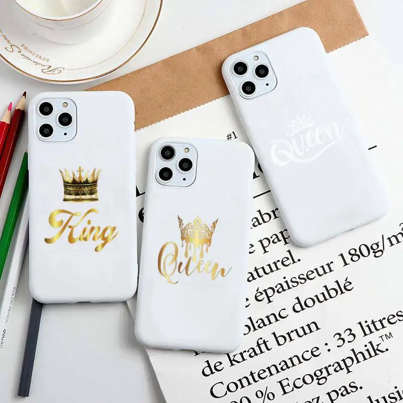 Модный чехол для телефона King Queen влюбленных пар iphone 12 pro max mini 11 XS MAX 8 7 6 6S Plus X 5S SE 2020 XR