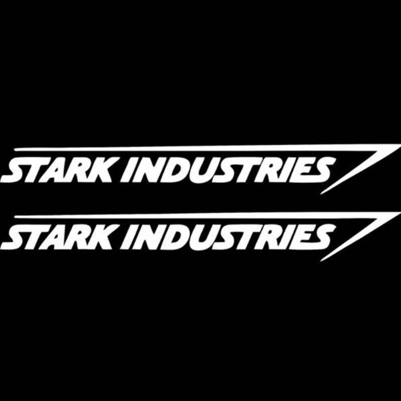 2 шт., наклейки Stark Industries для автомобиля, спорта, гонок, тела, полосы, виниловые наклейки, черные, белые, для автомобиля, внешнее украшение, легко использовать