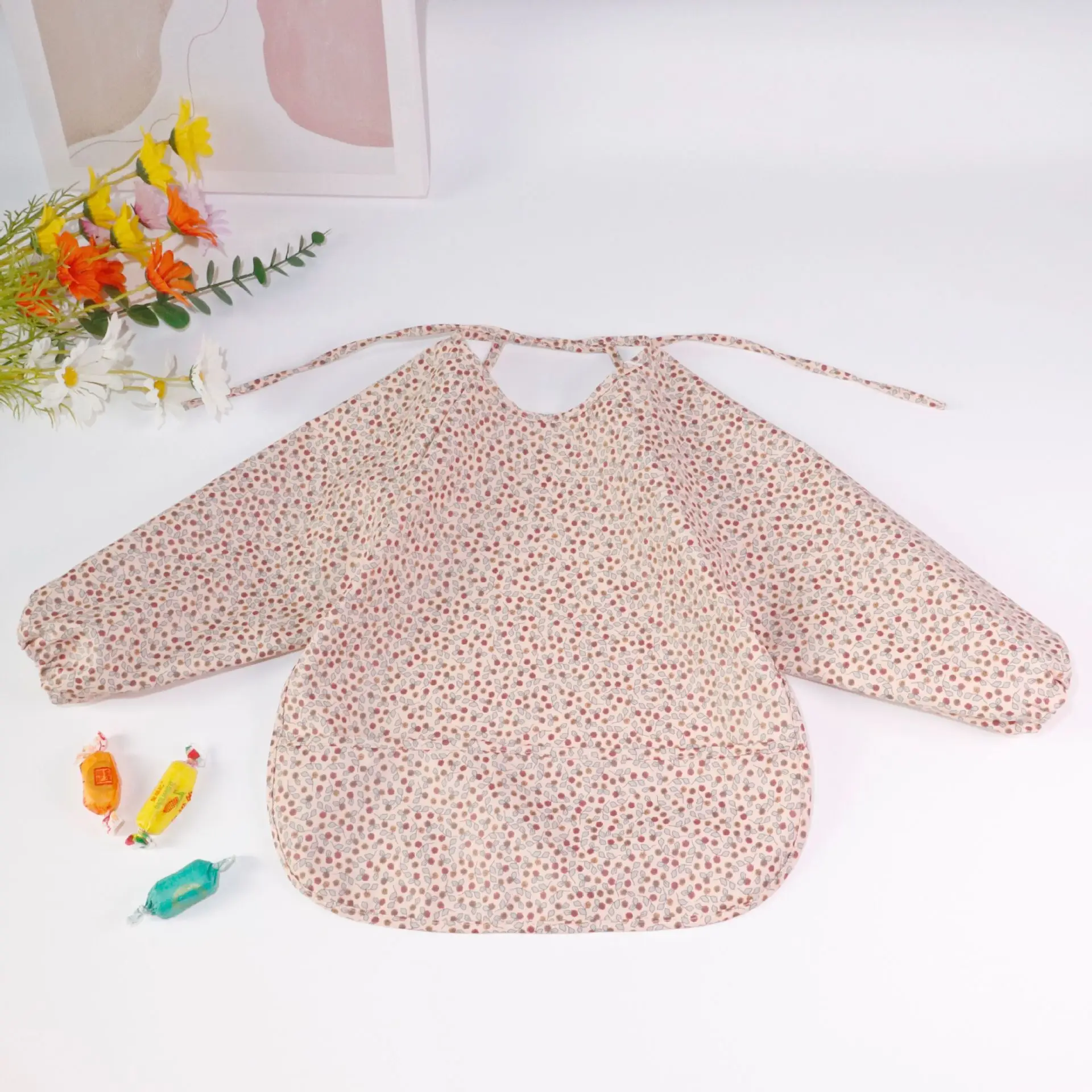 Baberos impermeables de manga larga para beb&eacute;, conjunto de 2 unids/set, bata para beb&eacute; (0-3 a&ntilde;os)-5