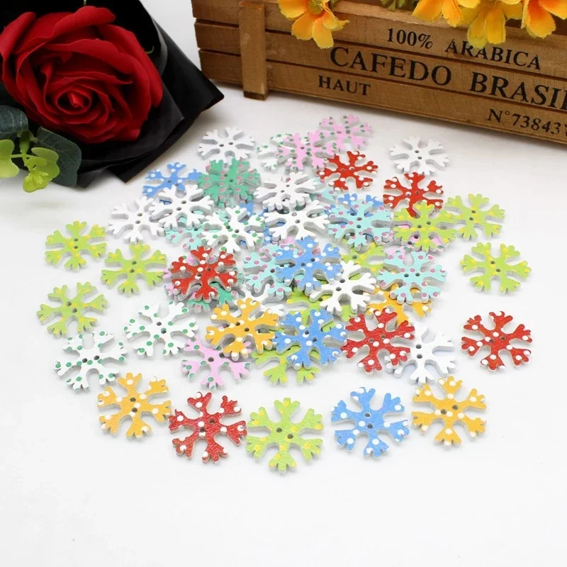 

50Pcs/Lot Christmas Snowflake Wood Chips Kids Handcrafts Scrapbooking Decor DIY Craft Embellishment Making Supplies
