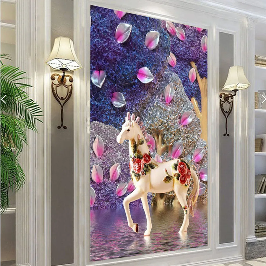 Свадебное украшение, алмазная вышивка, алмазная вышивка, лошади, лепесток, искусство, 5d, алмазная живопись «сделай сам», 100%, круглая дрель X252