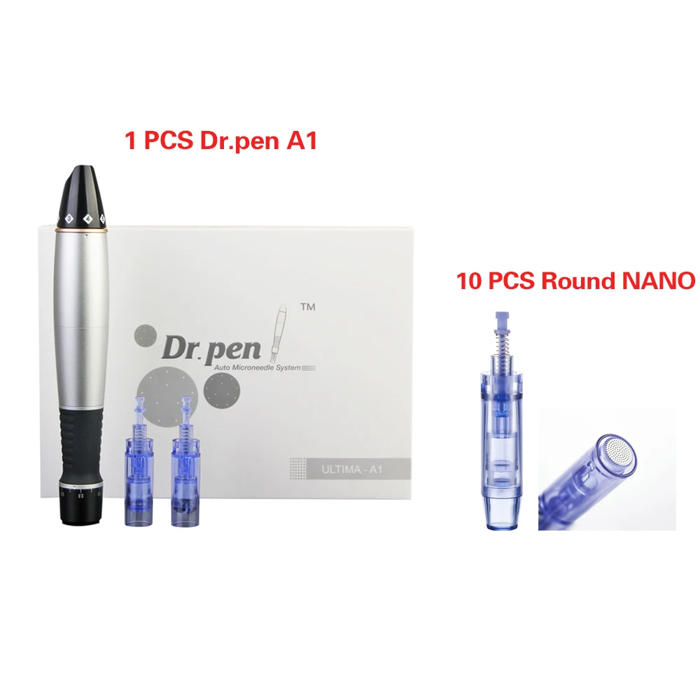 dr.pen ROUND NANO Dr. Pen Ultima A1 электрическая Дерма ручка с 10 микроиглами мезотерапия Автоматическая микро игольная ручка микроиглальная система мезо машина - Цвет: dr.pen ROUND NANO