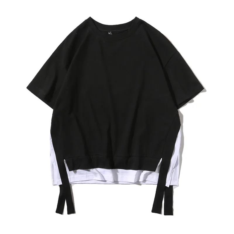 

SuperAen Two Piece Short Sleeve Solid All Match O Neck Cotton Loose T-Shirts Women