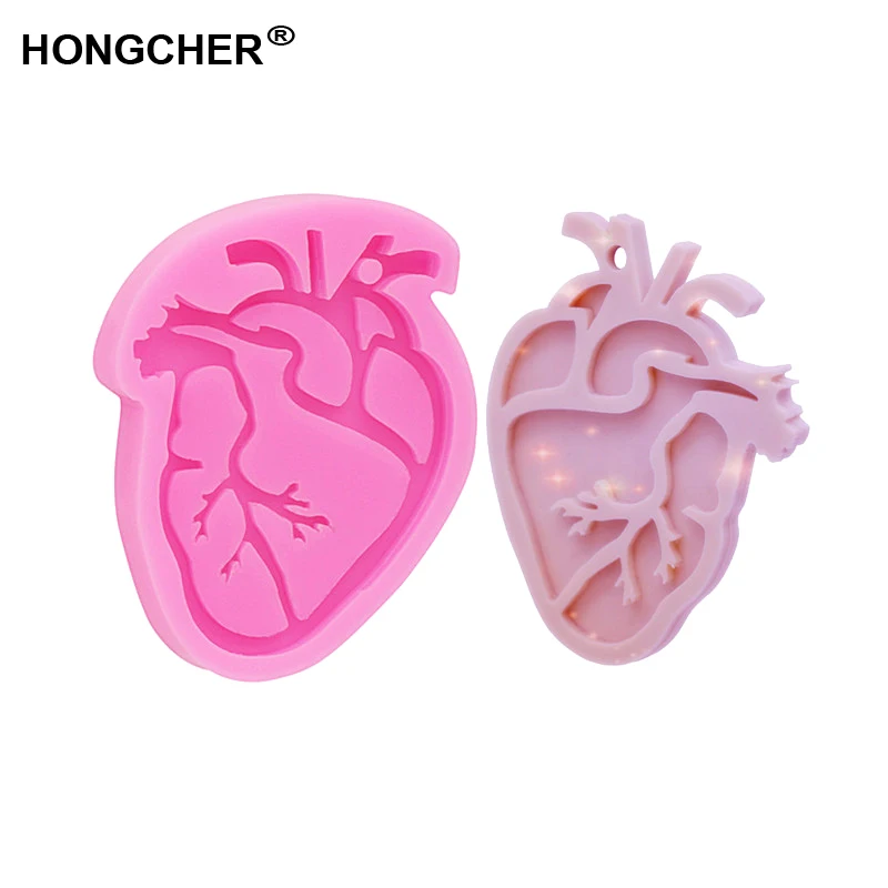 

New Shiny organ heart shape European and American fashion pendant mold key ring earring mould gadget epoxy resin