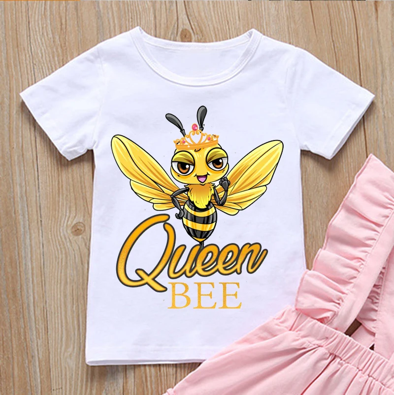 Fashion children's tshirt cute Queen Bee cartoon print boys t-shirt summer Harajuku hiphop girls t shirt camisole tops wholesale