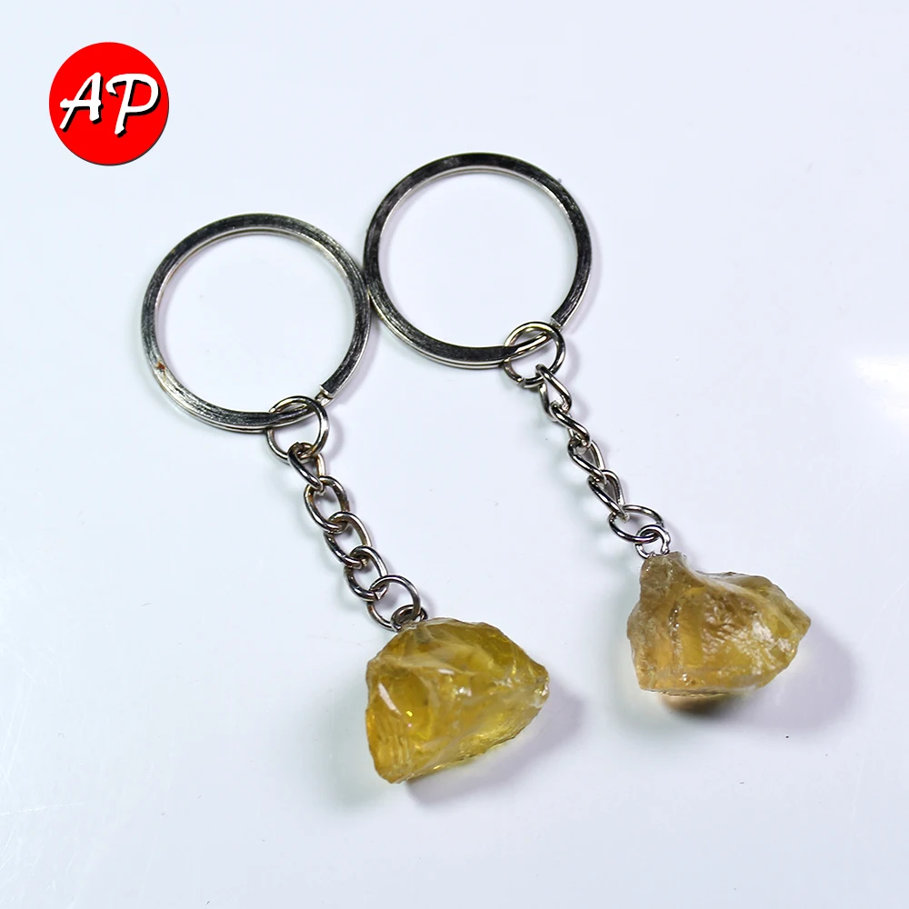 Брелоки из натурального камня ювелирные цепочки с кристаллом цитрина розового