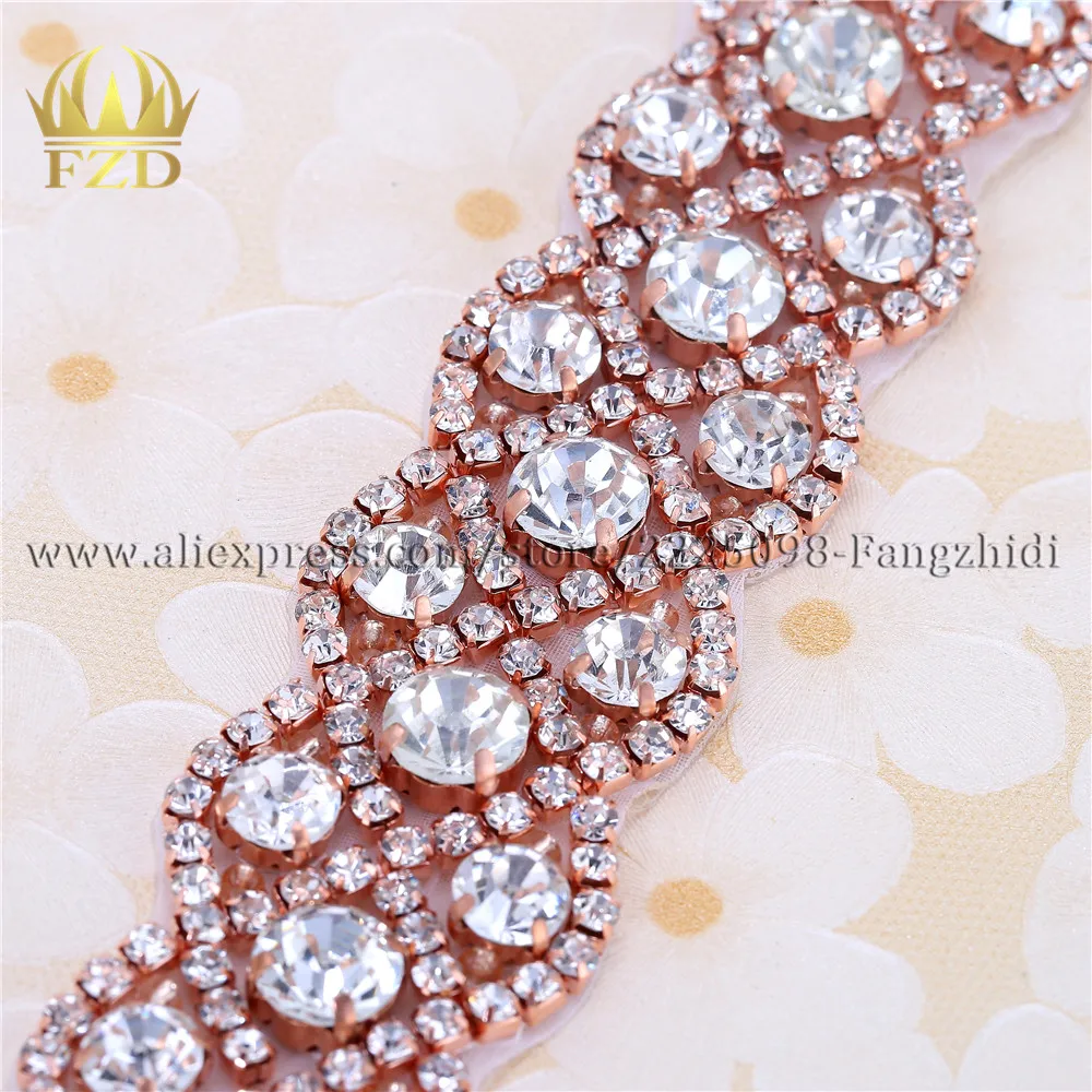 FZD 1 шт. пришивная аппликация из розового золота с бусинами и кристаллами Стразы