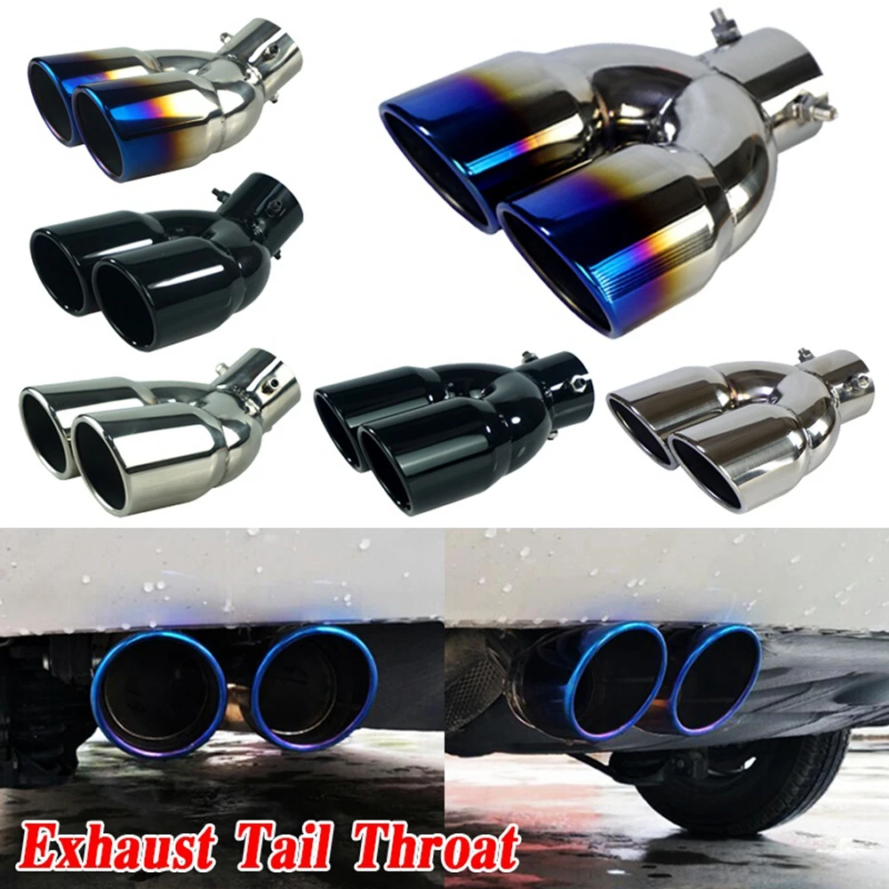 

Double Outlet Universal 63mm Stainless Steel Car Exhaust systems Pipe Nozzle Muffler Tail Rear Pipe Car accessories