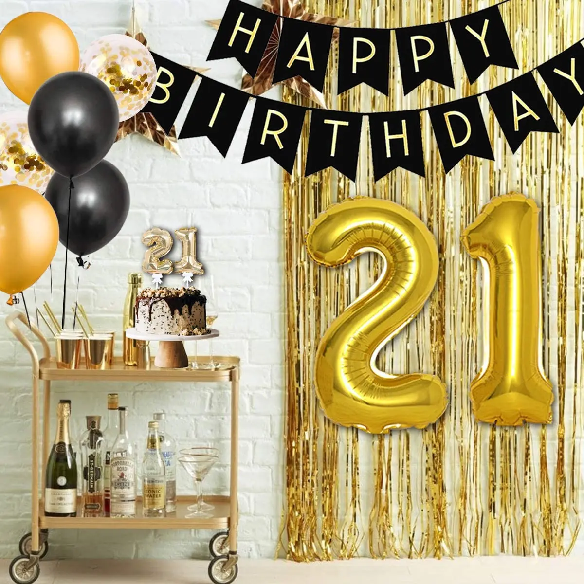 21 decoraciones para fiesta de cumplea&ntilde;os, suministros de fiesta de cumplea&ntilde;os, n&uacute;mero 21, cartel de feliz cumplea&ntilde;os-2