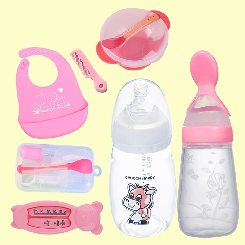 Детская бутылочка для кормления 240 мл термометр расческа нагрудник чаша нос