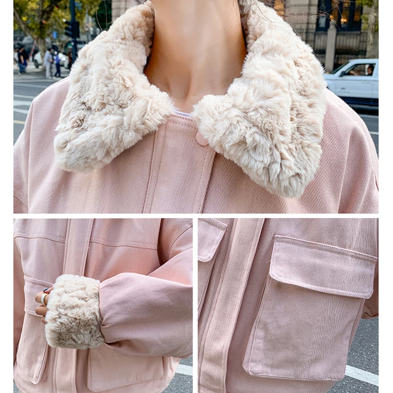 Женское пальто из овечьей шерсти черное Свободное с воротником-стойкой в